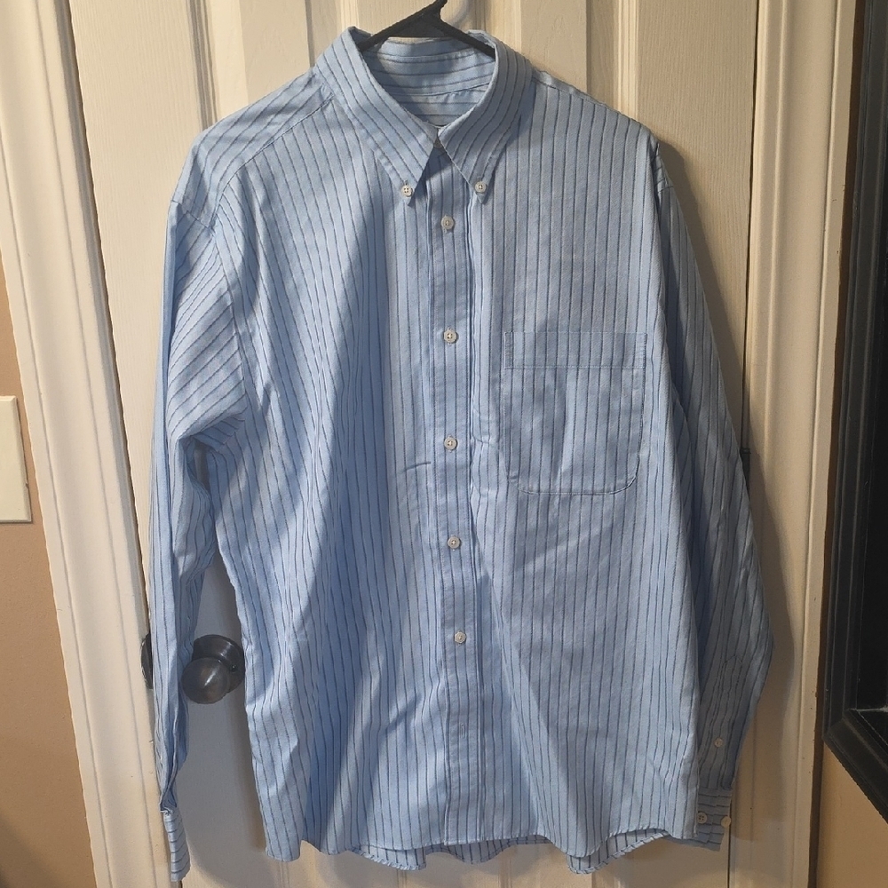 Eddie Bauer Light Blue Striped Dress Shirt
